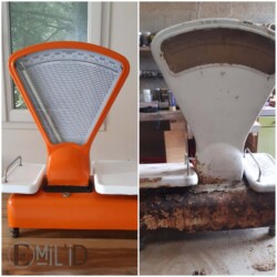 Réfection objet vintage Refection balance orange, EmiliD up cycling relooking