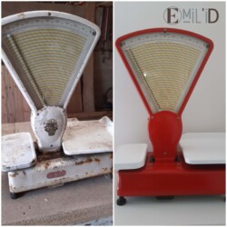 Réfection objet vintage Refection balance rouge, EmiliD up cycling relooking